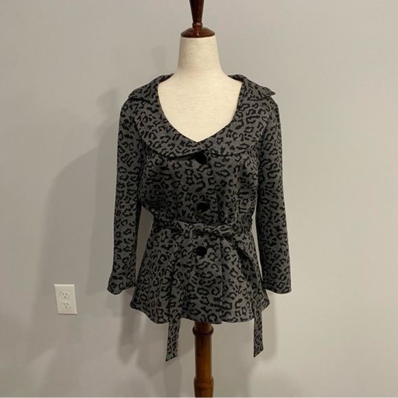 Sandro‎ Leopard Print Belted Blazer Coat Medium - Picture 1 of 10
